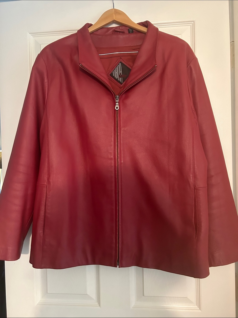 Napa Red Leather Zip-Front Jacket